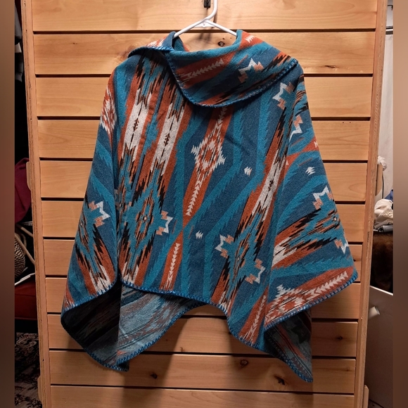 Source Unknown Tops - Southwestern Poncho OS